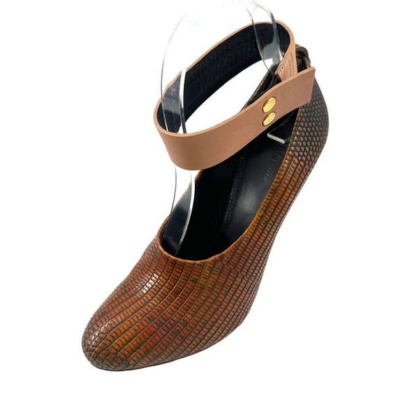 CELINE LIZARD ANKLE STRAP PUMPS EMBOSSED LEATHER SHOES Phoebe Philo SZ 38EU/ 8US - Picture 4 of 10